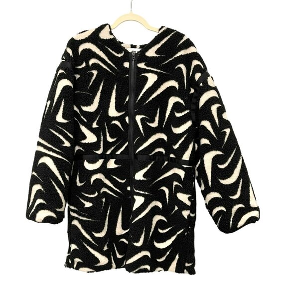 Nike Fleece High Pile Logo Long Coat Jacket Size Medium NWT - Picture 4 of 11